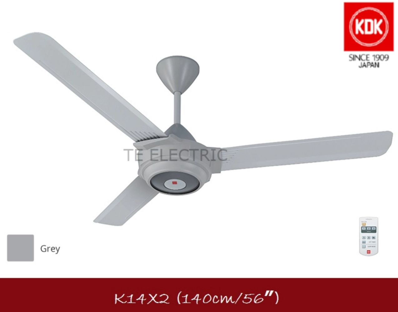 KDK REMOTE CONTROL THREE BLADES CEILING FAN K14X2 56" 140CM REMOTE CONTROL 3 BLADES GREY/BROWN