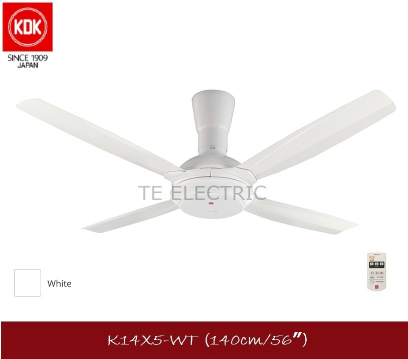 KDK K14X5 56" 140CM REMOTE CONTROL CEILING FAN FOUR BLADES GY/WT 56 INCH 4B (GREY/WHITE)