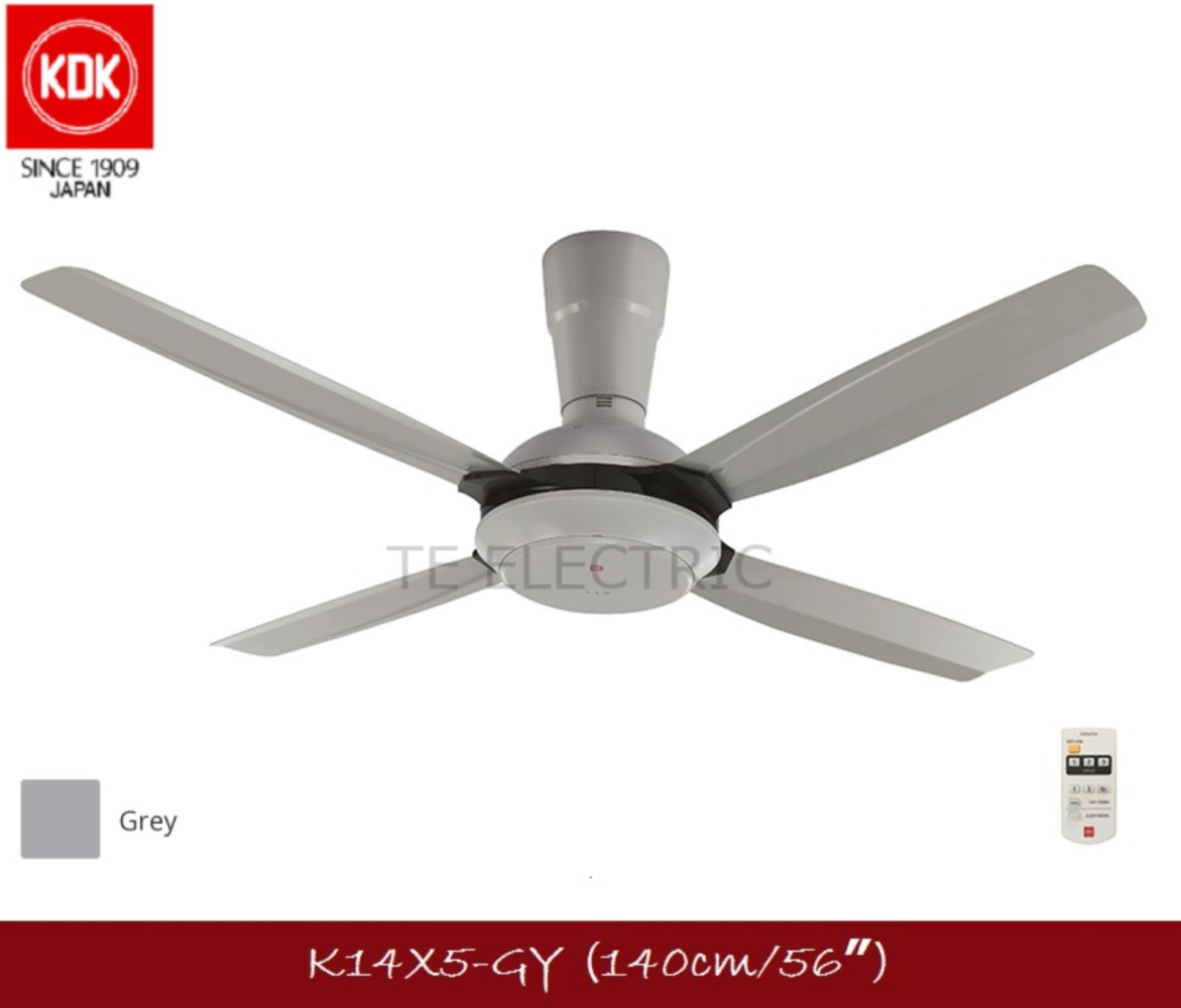 KDK K14X5 56" 140CM REMOTE CONTROL CEILING FAN FOUR BLADES GY/WT 56 INCH 4B (GREY/WHITE)