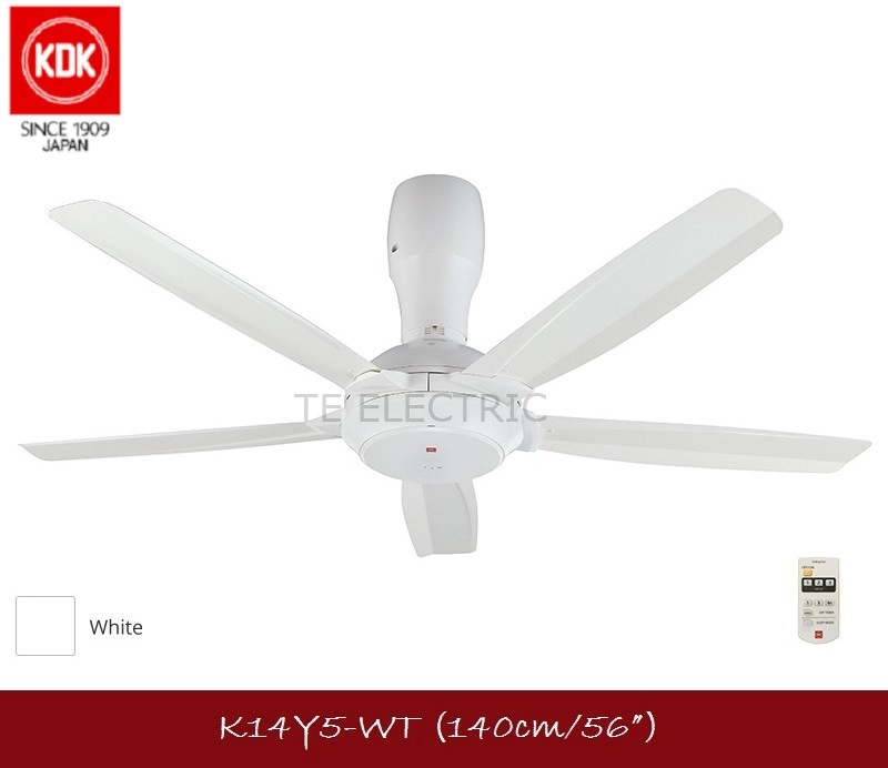 KDK K14Y5 56" 140CM REMOTE CONTROL CEILING FAN FIVE BLADES GY/WT 56 INCH 5B (GREY/WHITE)