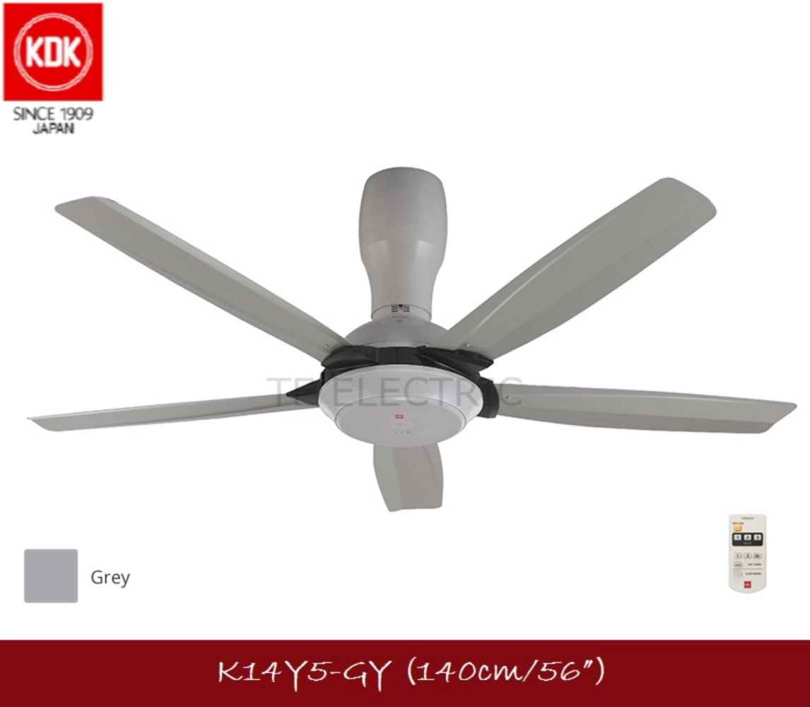 KDK K14Y5 56" 140CM REMOTE CONTROL CEILING FAN FIVE BLADES GY/WT 56 INCH 5B (GREY/WHITE)