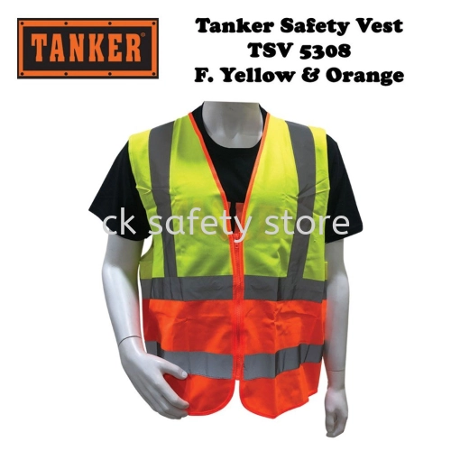 TANKER SAFETY VEST | FLUORESCENT YELLOW/ ORANGE TSV5308 (FREE SIZE)