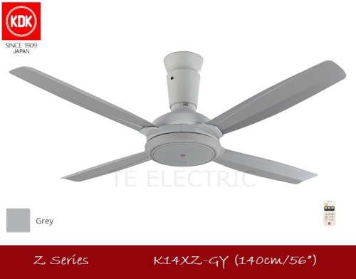 KDK K14XZ 140CM 56" FOUR BLADES REMOTE CONTROL CEILING FAN 4B 56 INCH Z- SERIES DARK BROWN / GREY