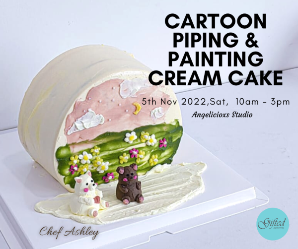 Cartoon Piping and Painting Cream Cake Baking Workshop Baking & Culinary Kuala Lumpur (KL), Malaysia, Selangor, Danau Desa Class, Lesson, Workshop | Angelicioxs Studio