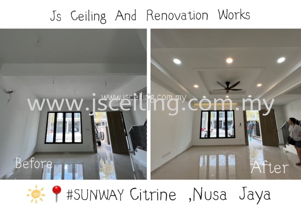 Cornices Ceiling Design #Wiring Job including V Led Downlight  Cornices Ceiling. Design #Sunway Citrine NusaJaya Johor Bahru (JB) Design, Supply, Supplier | JS Ceiling and Renovation Works