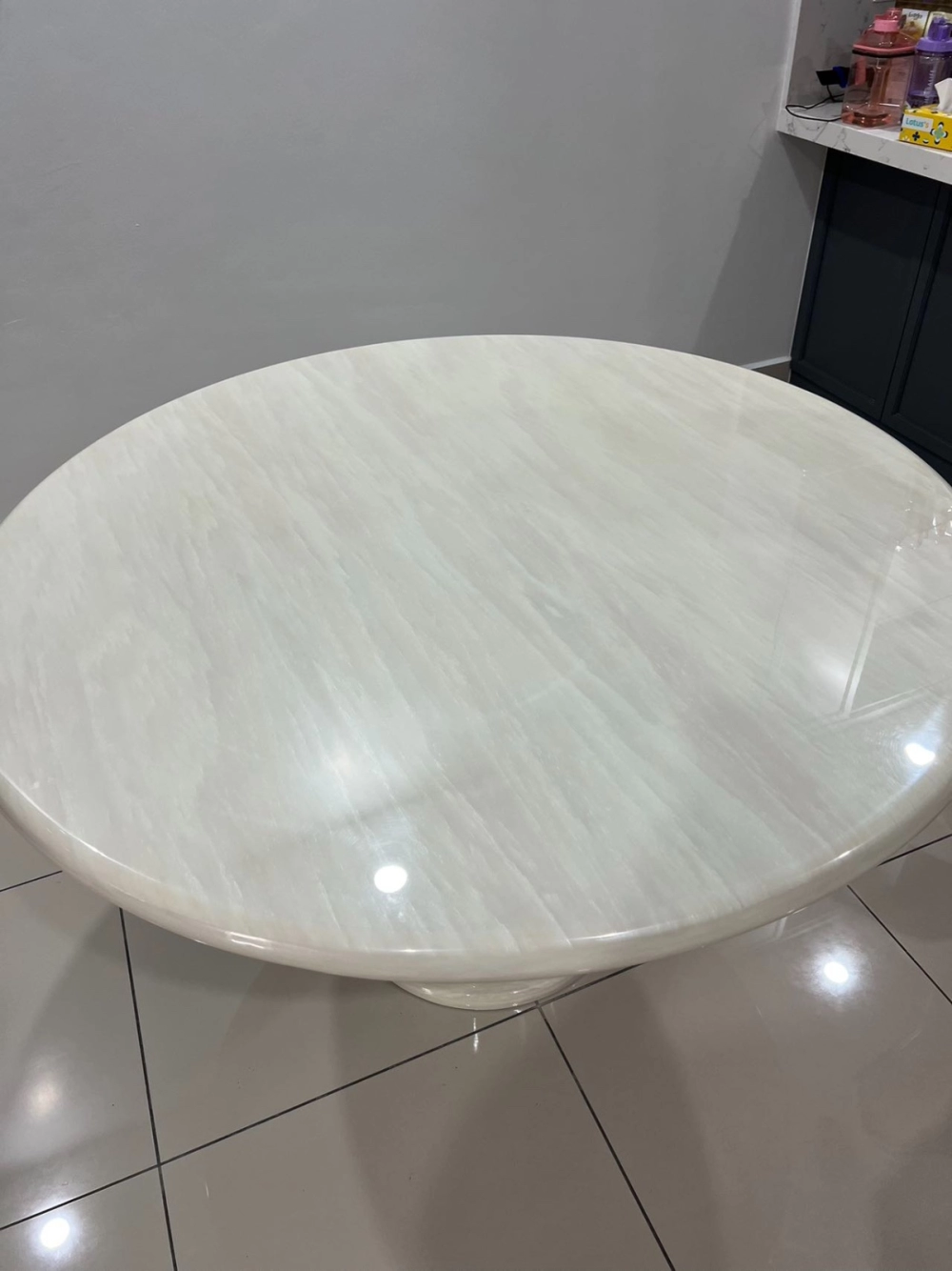 Marble Dining Table with Lazy Susan deliver to Taman Eco Meadow Simpang Ampat Penang | Cafe Furniture