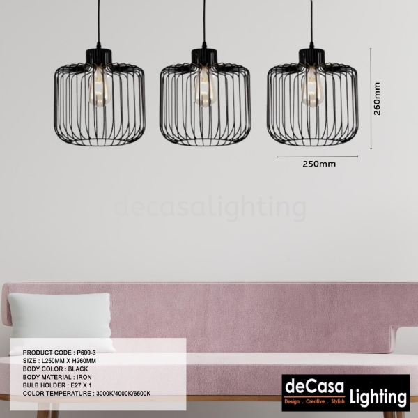 PENDANT LIGHT(P609-3) Retro Loft Design Pendant Light PENDANT LIGHT Selangor, Kuala Lumpur (KL), Puchong, Malaysia Supplier, Suppliers, Supply, Supplies | Decasa Lighting Sdn Bhd