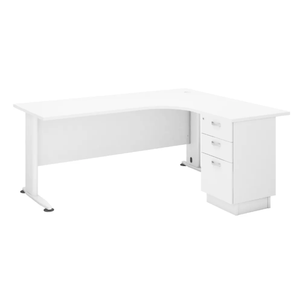 Executive L-Shape Office Table Set With Fixed Pedestal 2Drawer 1Filling | Office Table Penang