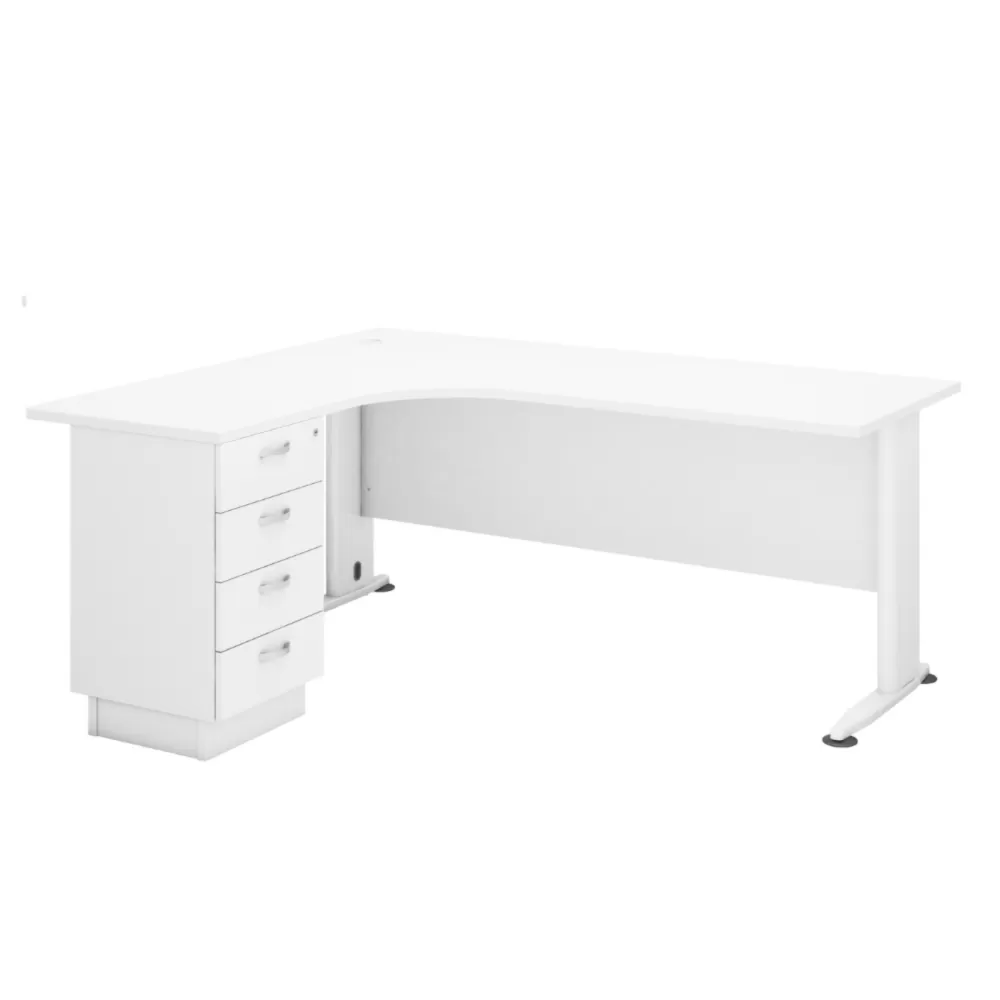 H Series L Shape Executive Office Table c\w Fixed 4 Drawers | Office Table Penang