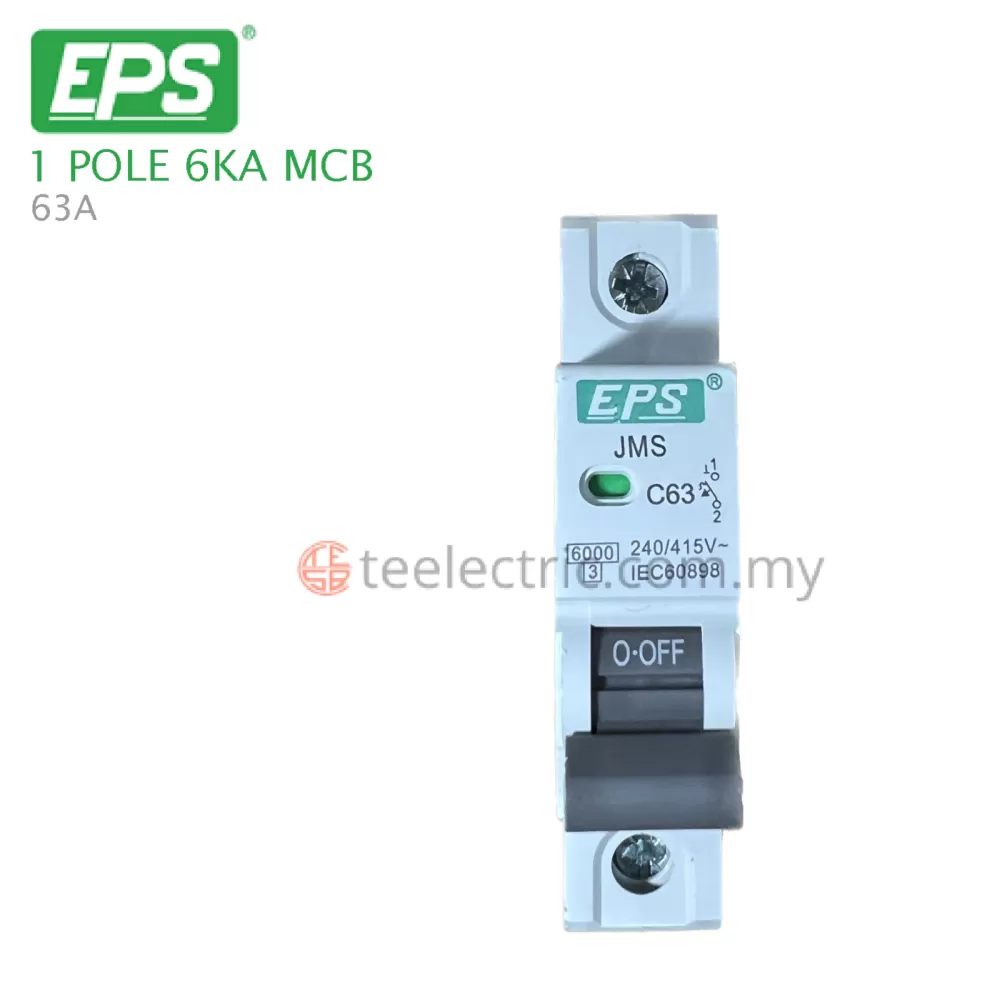 EPS C63 63A 1 POLE MCB 6KA C CURVE 240V / 415V MINIATURE CIRCUIT BREAKER