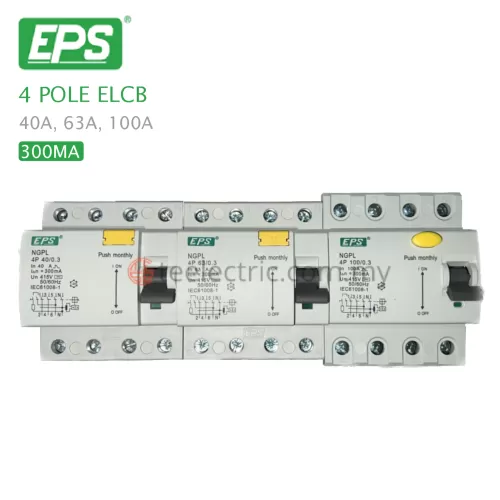 EPS 40A 63A 100A 4 POLE 300MA ELCB EPS 40A 63A 4 POLE 300MA RCCB