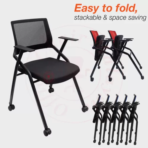 Foldable Mobile Mesh Chair / Training Chair / Office Chair / Tuition Center Chair