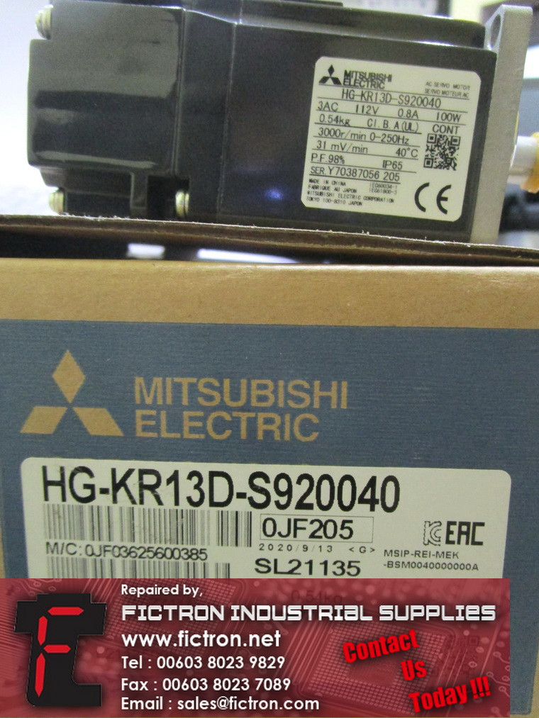HG-KR13D-S920040 HGKR13DS920040 MITSUBISHI ELECTRIC AC Servo Motor Supply Repair Malaysia Singapore Indonesia USA Thailand