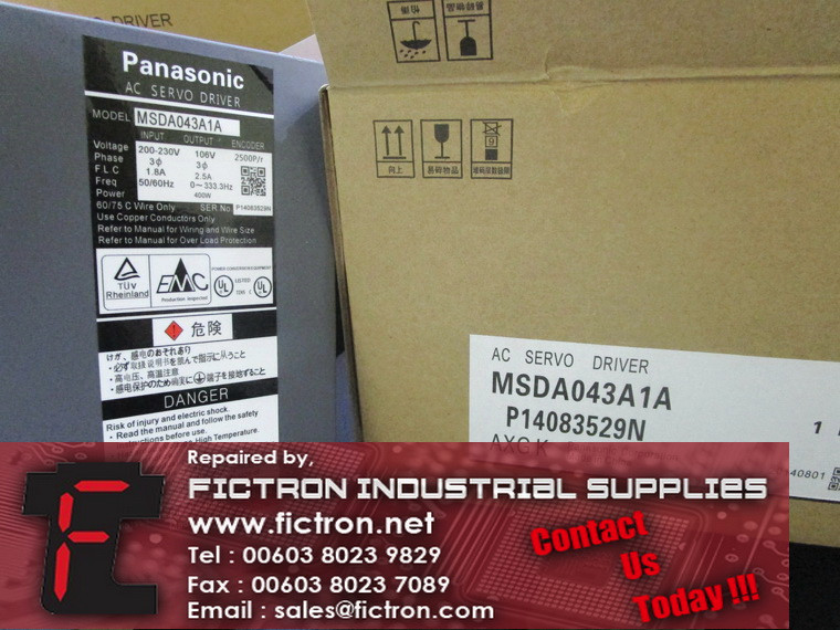MSDA043A1A PANASONIC AC Servo Driver Supply Repair Malaysia Singapore Indonesia USA Thailand