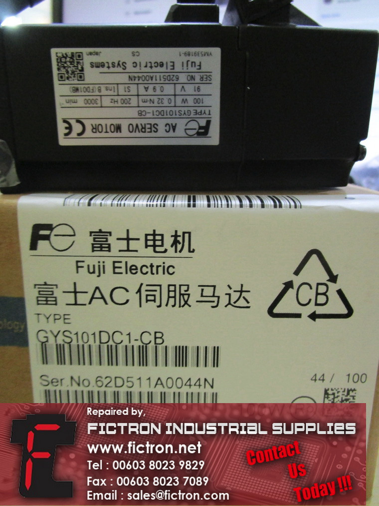 GYS101DC1-CB GYS101DC1CB FUJI ELECTRIC AC Servo Motor Supply Repair Malaysia Singapore Indonesia USA Thailand