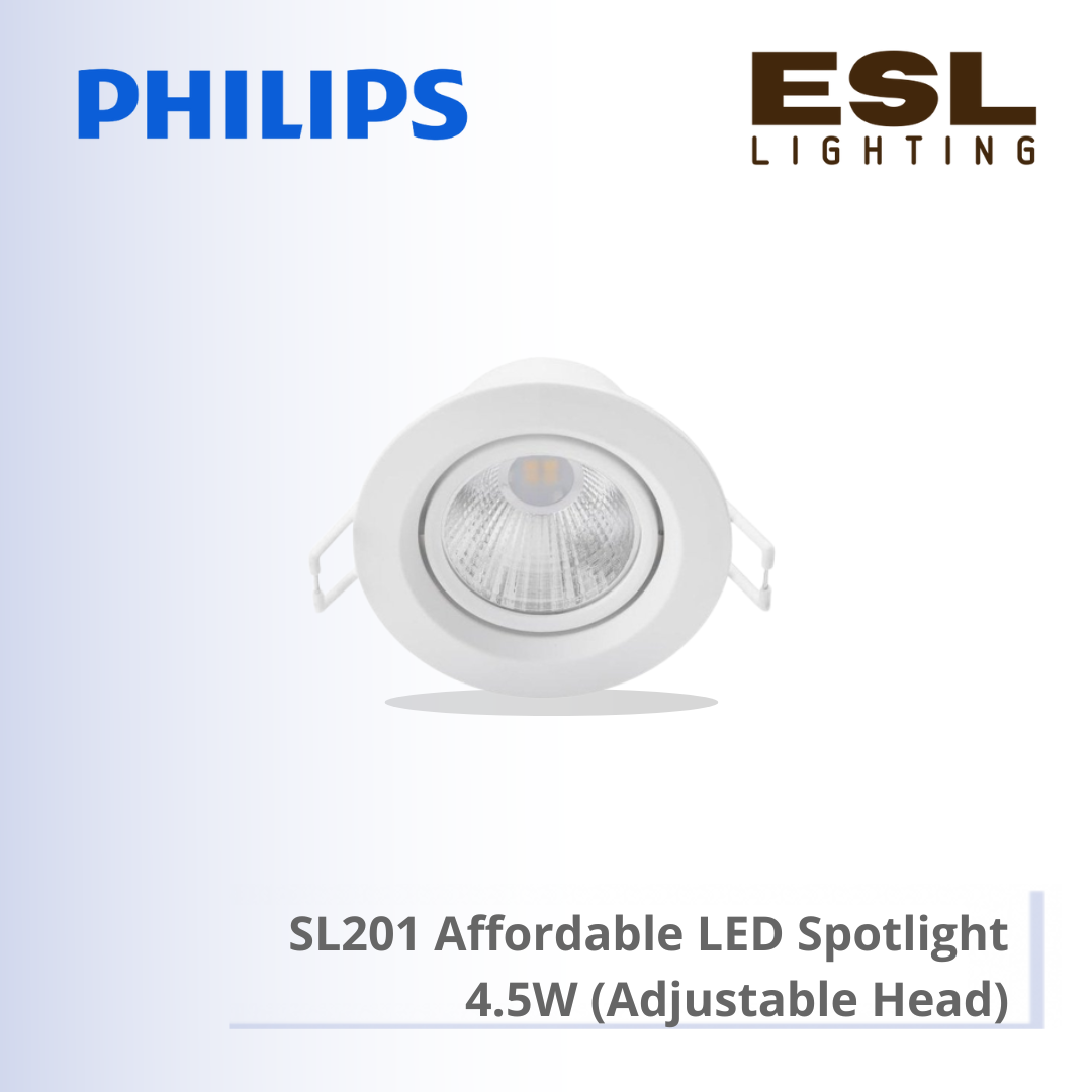 PHILIPS SL201 AFFORDABLE LED SPOTLIGHT 4.5W ADJUSTABLE HEAD 24° 929002255401 929002255501 EC RD 070 