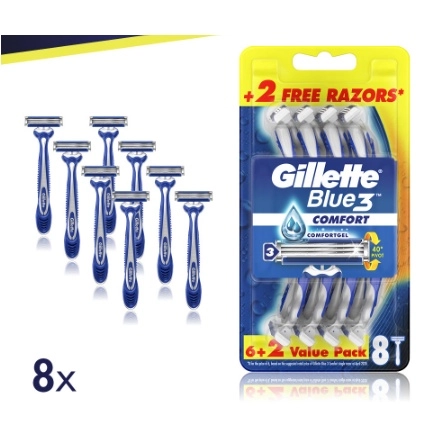 Gillette Men's Blue 3 Comfort Disposable Razors (8s) *1909