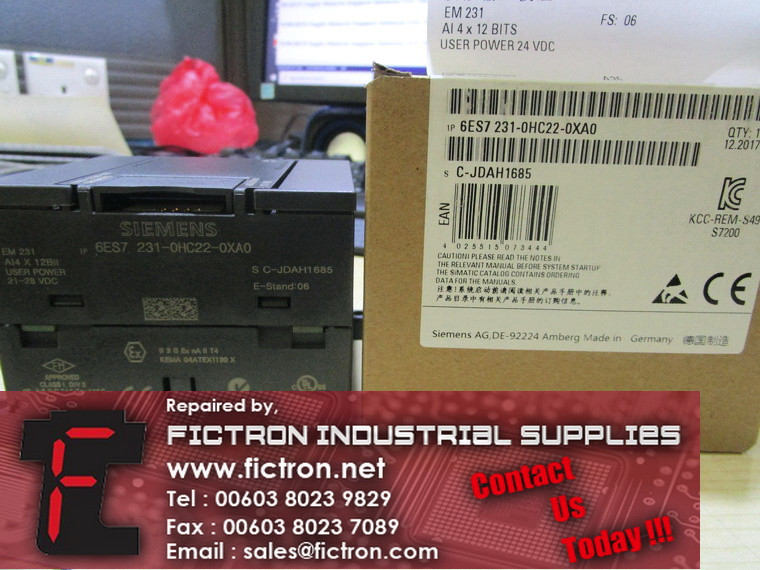 6ES7 231-0HC22-0XA0 6ES72310HC220XA0 SIEMENS PLC I/O Module Supply Repair Malaysia Singapore Indonesia USA Thailand