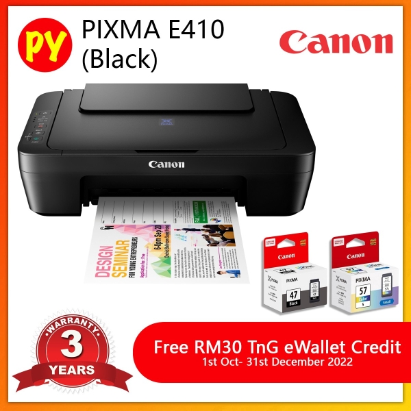 Canon E410 Black AIO Print Scan Copy Inkjet Printer with original Ink PG47 CL57s CANON INKJET PRINTERS Kuala Lumpur, KL, Jalan Kuchai Lama, Selangor, Malaysia. Supplier, Suppliers, Supplies, Supply | PY Prima Enterprise Sdn Bhd