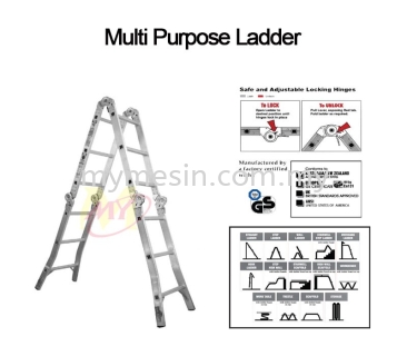 Multi Purpose Ladder - Safe & Adjustable Locking Hinges