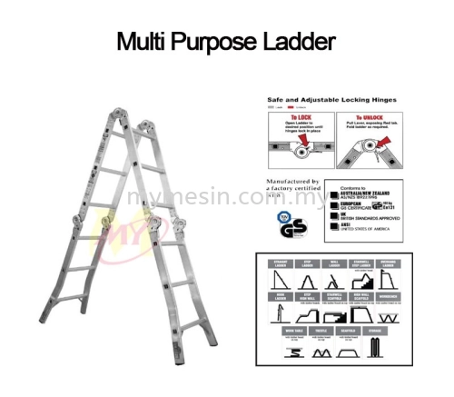 Multi Purpose Ladder - Safe & Adjustable Locking Hinges