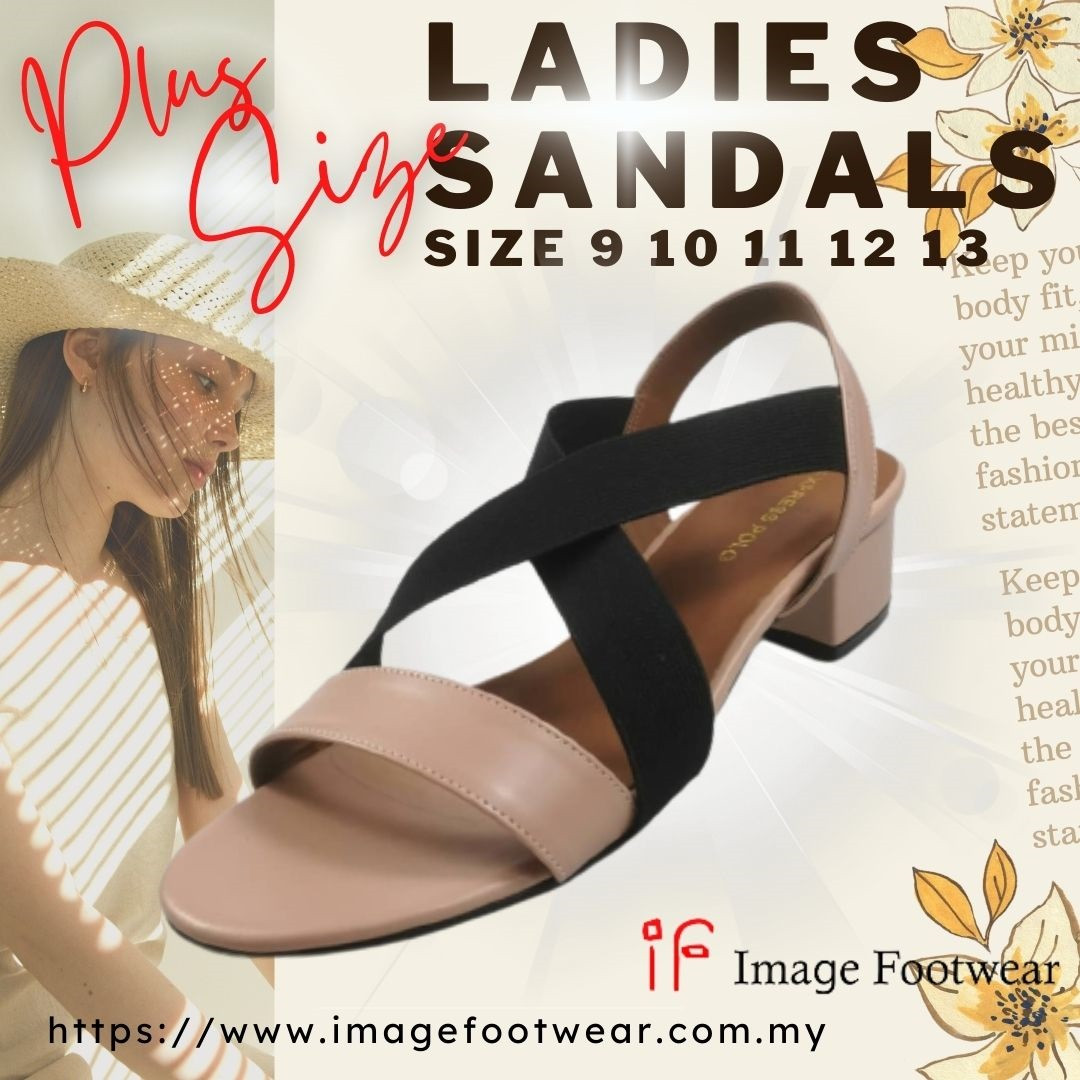 Express Polo Plus Size Ladies Sandal with 1.2 Inch Heel - SL- 9193- 9 10 11  12 13 ALMOND, PINK and BLACK colour | Shopee Malaysia