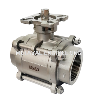 NOREX SS 3PC Mount Direct Ball Valve BSPT