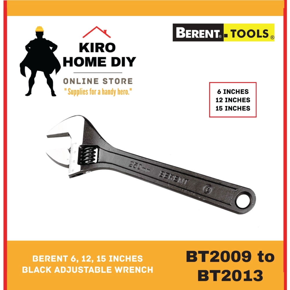 BERENT 6 Inches Black Adjustable Wrench - BT2009