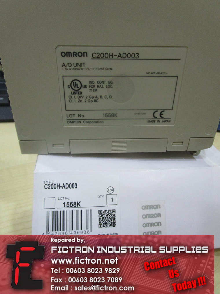 C200H-AD003 C200HAD003 OMRON A/D Unit Supply Repair Malaysia Singapore Indonesia USA Thailand