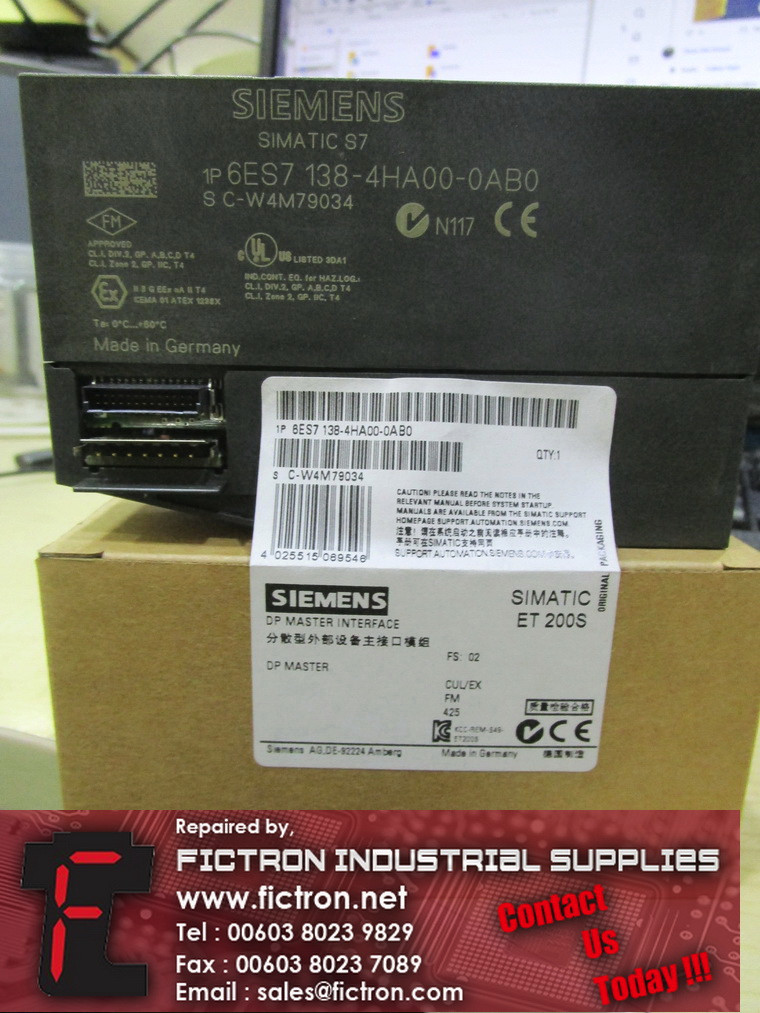 6ES7138-4HA00-0AB0 6ES71384HA000AB0 SIMATIC S7 SIEMENS PLC Expansion Module Supply Repair Malaysia Singapore Indonesia USA Thailand