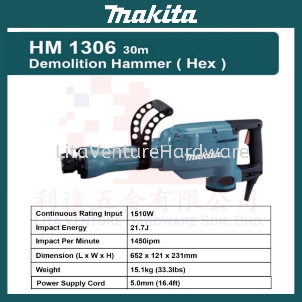 MAKITA BRAND DEMOLITION HAMMER HM1306