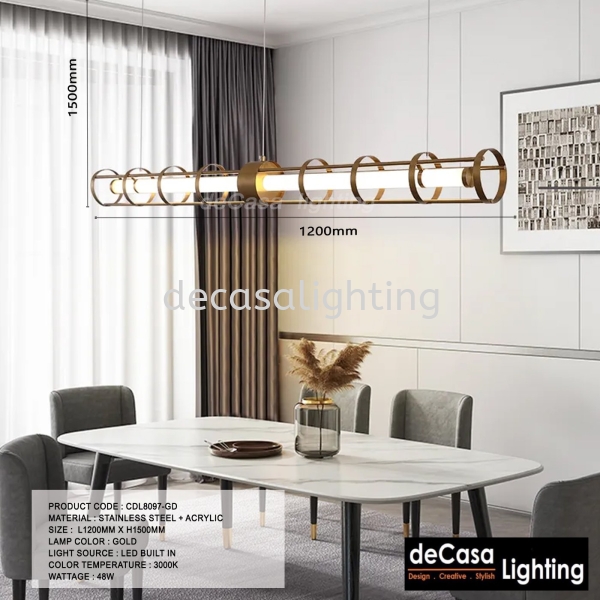 Pre-Order Chandelier (CDL8097-GD) Long Shape Pendant Light PENDANT LIGHT Selangor, Kuala Lumpur (KL), Puchong, Malaysia Supplier, Suppliers, Supply, Supplies | Decasa Lighting Sdn Bhd