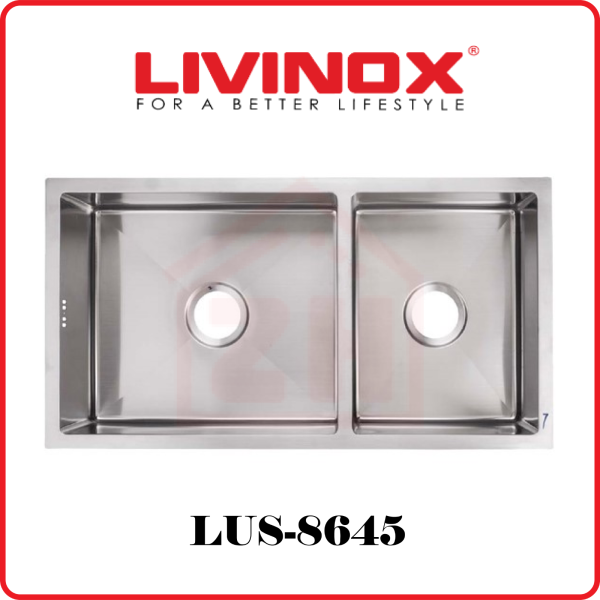 LIVINOX 2 Bowls Stainless Steel Sink LUS-8645 LIVINOX STAINLESS STEEL SINK KITCHEN SINK KITCHEN APPLIANCES Johor Bahru (JB), Kulai, Malaysia Supplier, Suppliers, Supply, Supplies | Zhin Heng Hardware & Trading Sdn Bhd