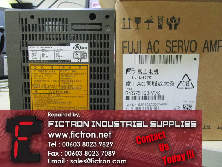 RYS751S3-VVS RYS751S3VVS FUJI ELECTRIC Servo Drive Supply Repair Malaysia Singapore Indonesia USA Thailand