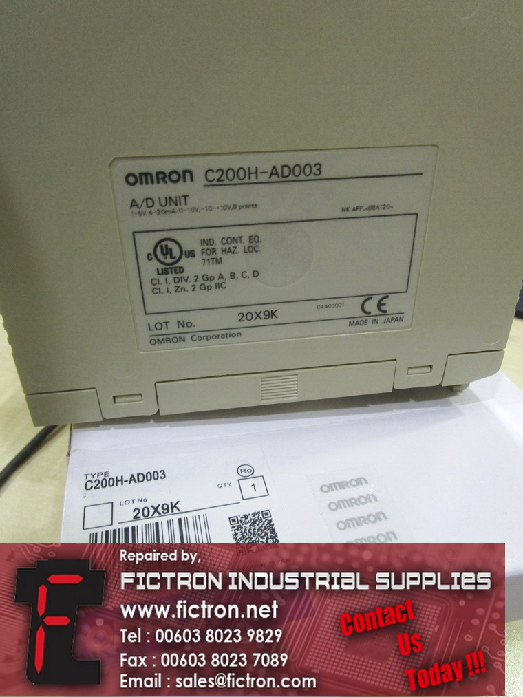 C200H-AD003 C200HAD003 OMRON PLC A/D Unit Supply Repair Malaysia Singapore Indonesia USA Thailand