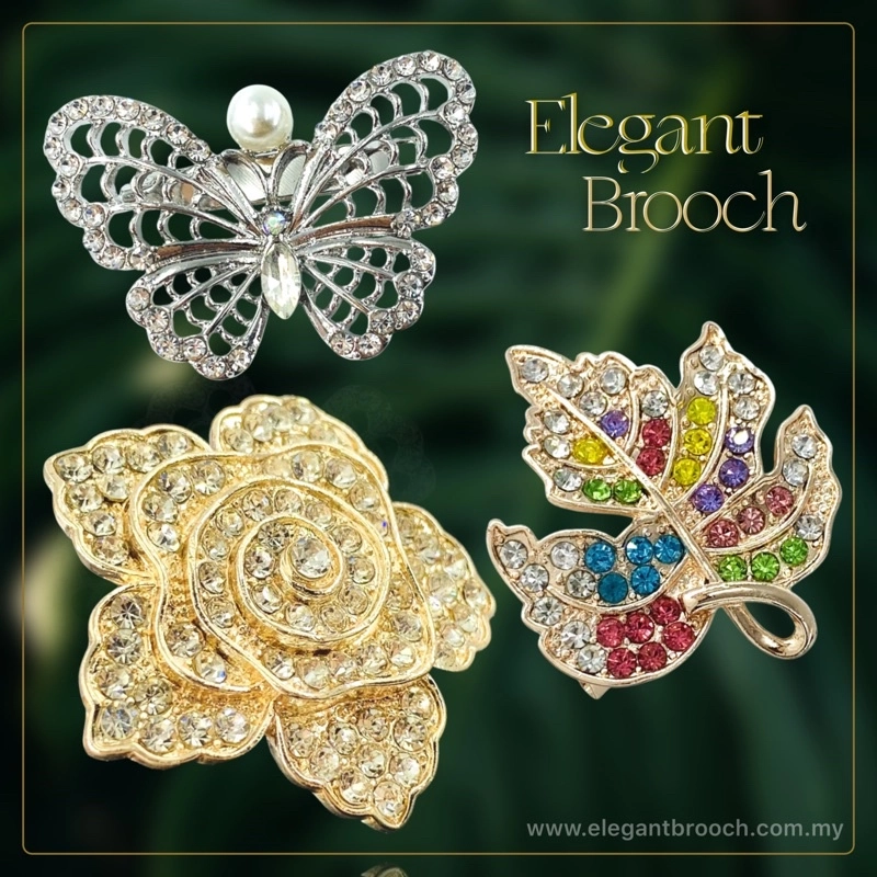 Elegant Brooch 1pc Korean Premium Brooch Shoulder Flower/Butterfly/Leave Eksklusif Kerongsang Bahu Mewah