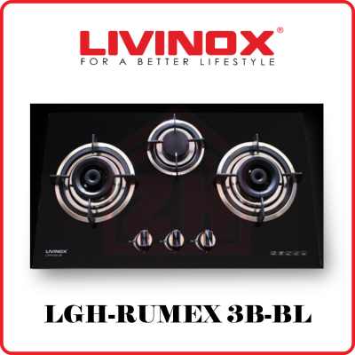 LIVINOX 3 Burner Gas Hob LGH-RUMEX 3B-BL