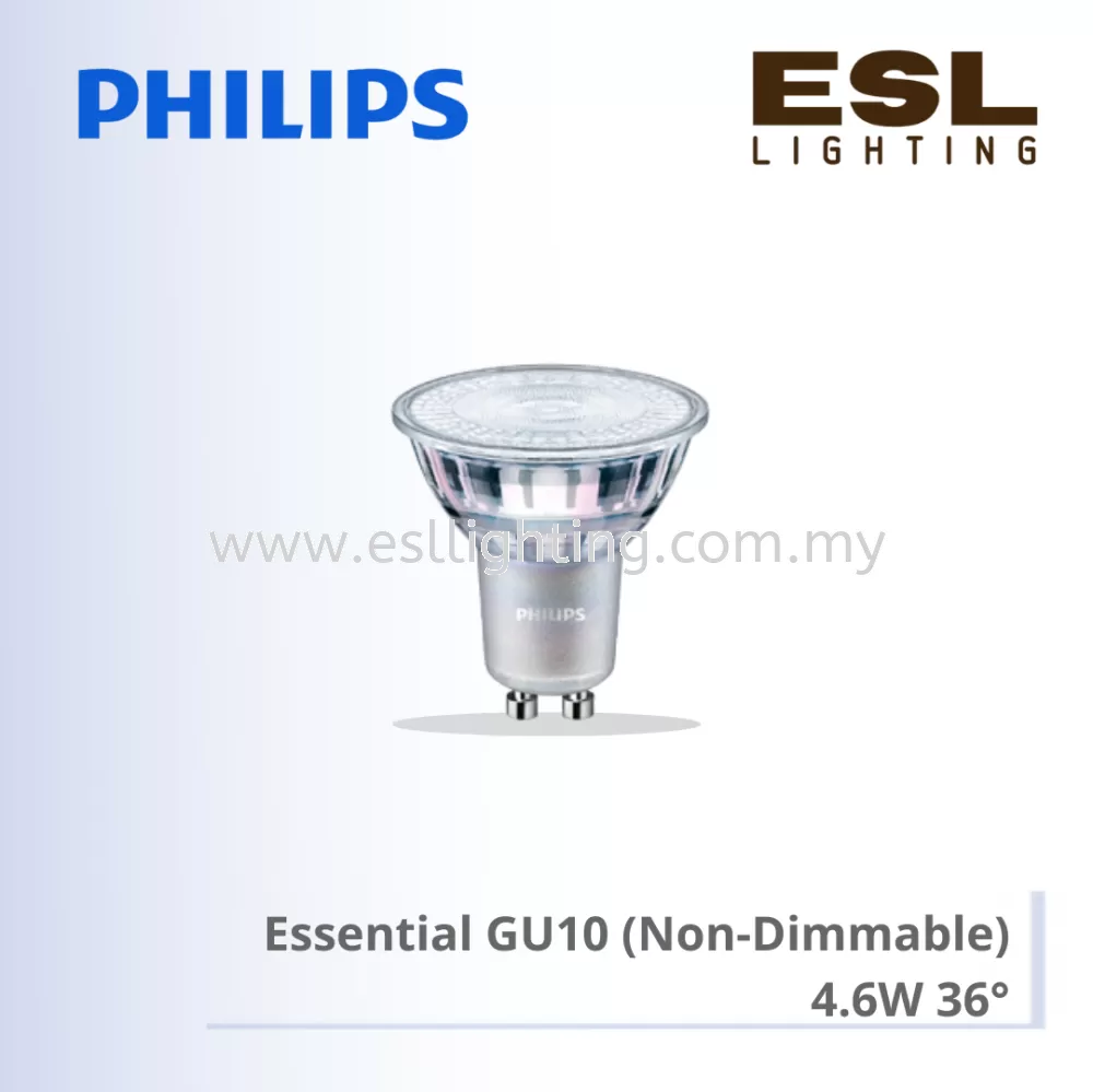 PHILIPS ESSENTIAL GU10 NON-DIMMABLE 4.6W 36° 4.6-50W 929001215208 929001218108 929001218308