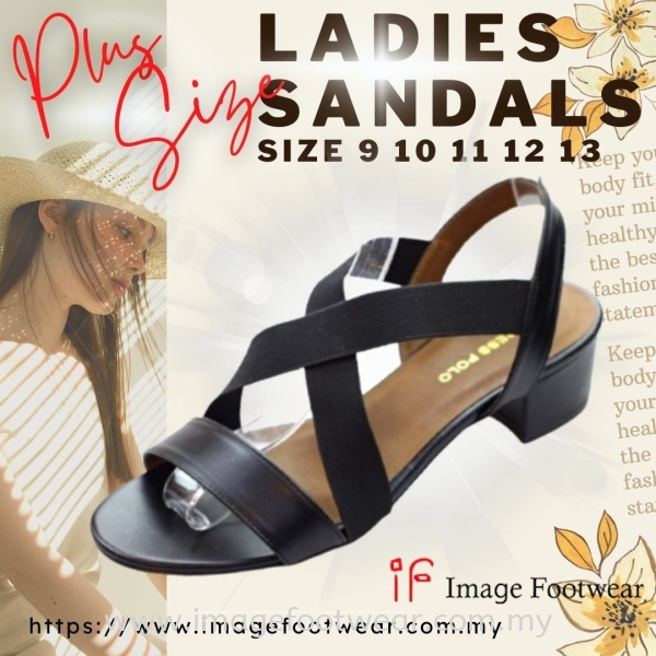 Express Polo Plus Size Ladies Sandal with 1.2 Inch Heel - SL- 9193- BLACK Colour Plus Size Shoes Malaysia, Selangor, Kuala Lumpur (KL) Retailer | IMAGE FOOTWEAR COLLECTION SDN BHD