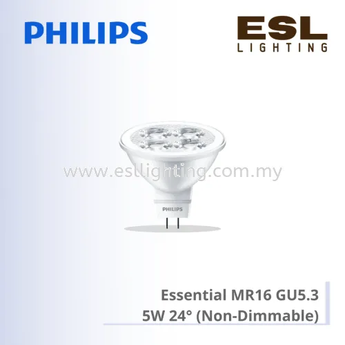 PHILIPS ESSENTIAL MR16 GU5.3 NON-DIMMABLE 5W 24° 5-50W 2700K 929001240111 