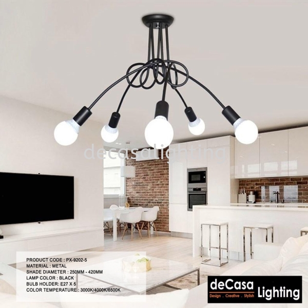 Ceiling Light (PX-9202-5) Retro Loft Design Pendant Light PENDANT LIGHT Selangor, Kuala Lumpur (KL), Puchong, Malaysia Supplier, Suppliers, Supply, Supplies | Decasa Lighting Sdn Bhd