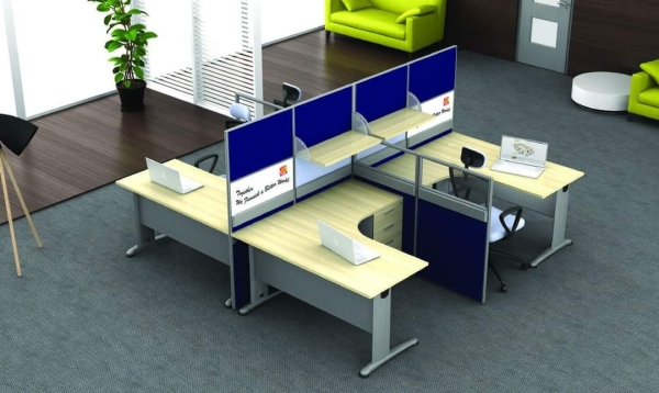 4 cluster L shape workstation with partition and whiteboard Office furniture Malaysia AIM Slim Block System Office Workstation Malaysia, Selangor, Kuala Lumpur (KL), Seri Kembangan Supplier, Suppliers, Supply, Supplies | Aimsure Sdn Bhd