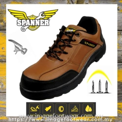  SPANNER Anti Slip Anti Smash Safety Shoes-SP-96-67- BROWN Colour