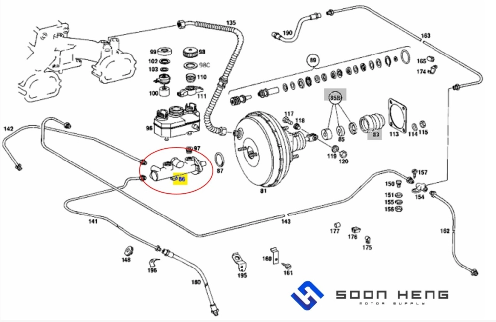 Mercedes-Benz W114, W115, W111, W112, W108, W109, W116, C107, W113 and R107 - Brake Master Cylinder (FTE) 