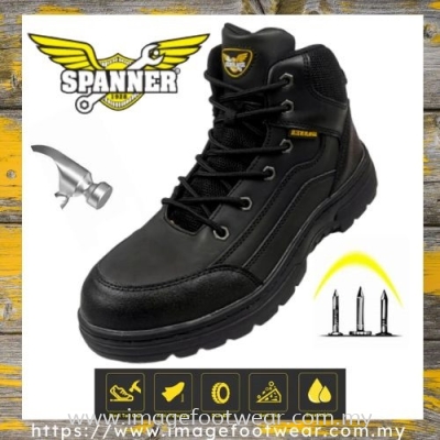  SPANNER Anti Slip Anti Smash Safety Shoes-SP-96-66- BLACK Colour