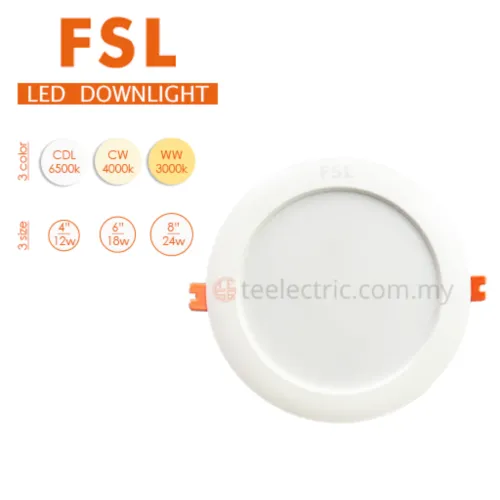 FSL 4" 12W / 6" 18W / 8" 24W LED DOWNLIGHT ROUND PANEL LAMP SIRIM BULAT