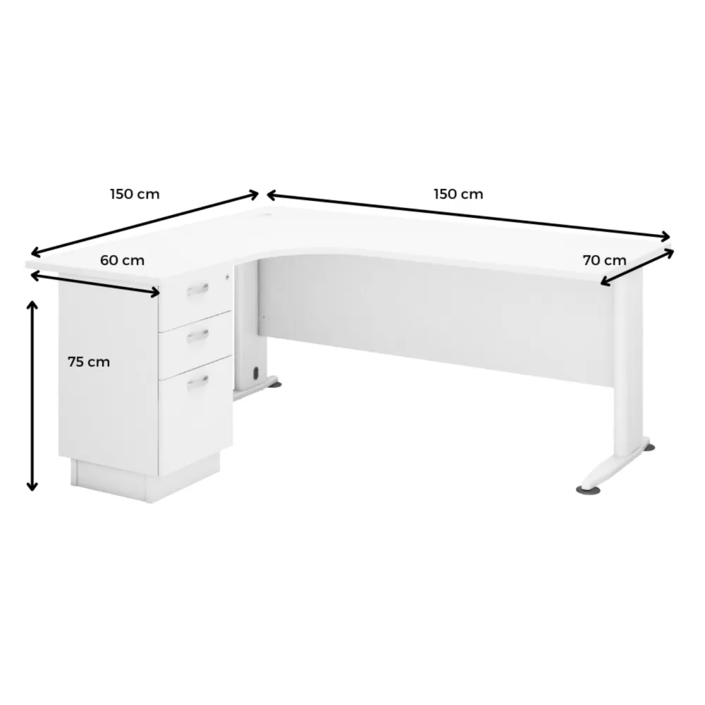 Executive L-Shape Office Table Set With Fixed Pedestal 2Drawer 1Filling | Office Table Penang