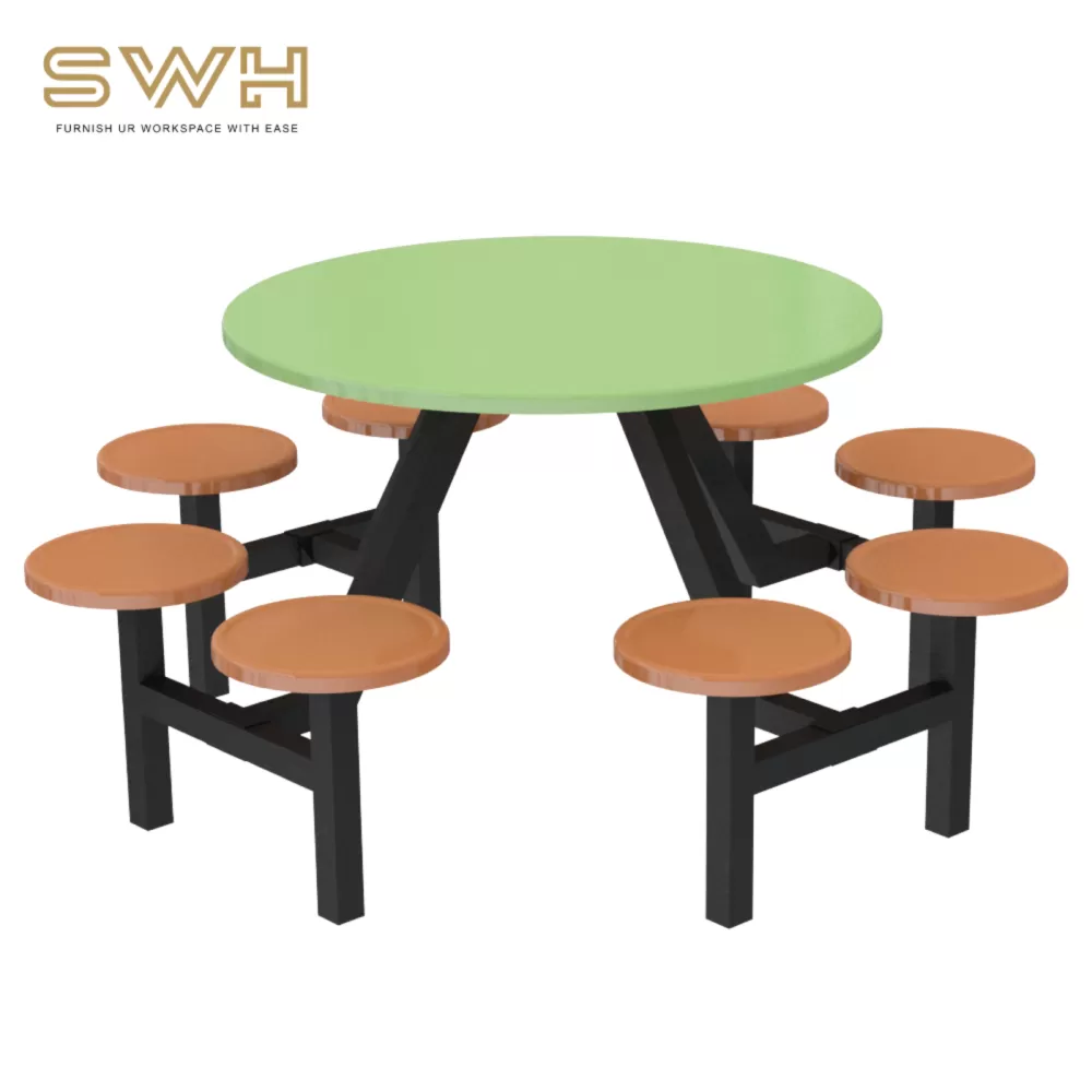 Canteen Set Table and Chair 8 Seater Round Table | Cafe Furniture Penang