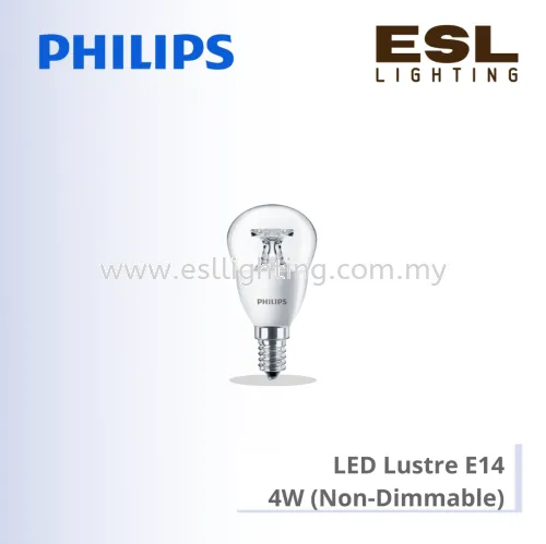 PHILIPS LED LUSTRE BULB NON-DIMMABLE E14 P45 4W 2700K 929001142307