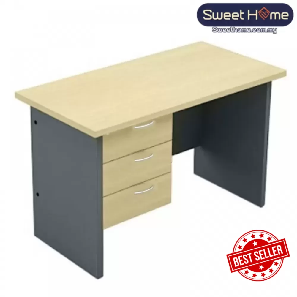 Standard Office Rectangle Table Set C/W Fixed Pedestal 3D I Writing Table  I Office Table Penang